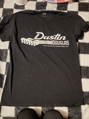 Gildan Black Graphic Tee with White Guitar Logo